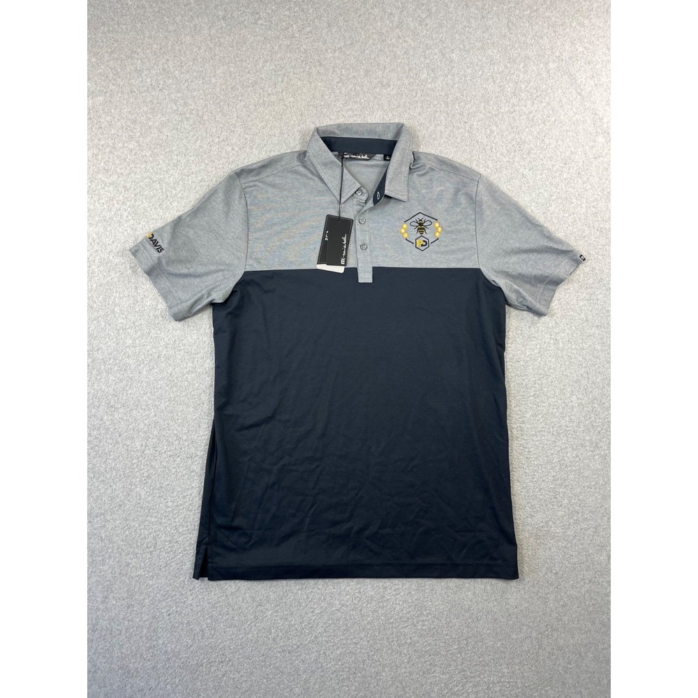 Travis matthew Oceanside Blocked Polo Mens L Heather Gray Black Short Sleeve